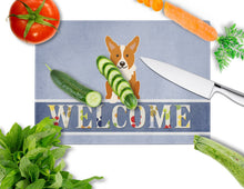 Load image into Gallery viewer, Corgi Welcome Glass Cutting Boards – Durable, Decorative Kitchen Art Large BB5681LCB