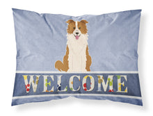 Load image into Gallery viewer, Border Collie Red White Welcome Fabric Standard Pillowcase – Artistic Decorative Front, White Back BB5700PILLOWCASE
