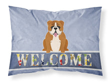 Load image into Gallery viewer, English Bulldog Red White Welcome Fabric Standard Pillowcase – Artistic Decorative Front, White Back BB5701PILLOWCASE