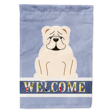 Load image into Gallery viewer, English Bulldog White Welcome Flag Canvas House Size BB5704CHF