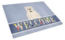 Load image into Gallery viewer, English Bulldog White Welcome Glass Cutting Boards – Durable, Decorative Kitchen Art Large BB5704LCB