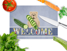 Load image into Gallery viewer, English Bulldog Fawn Welcome Glass Cutting Boards – Durable, Decorative Kitchen Art Large BB5705LCB