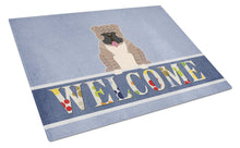 Load image into Gallery viewer, English Bulldog Grey Brindle  Welcome Glass Cutting Boards – Durable, Decorative Kitchen Art Large BB5707LCB