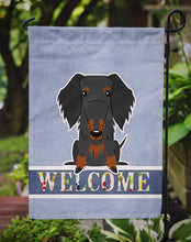 Load image into Gallery viewer, Wire Haired Dachshund Black Tan Welcome Garden Flag - Outdoor Decorative Yard Flag BB5708GF