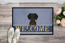 Load image into Gallery viewer, Wire Haired Dachshund Black Tan Welcome Doormat - 18x27 Decorative Floor Mat – Indoor/Outdoor Rug with Artistic Flair BB5708MAT