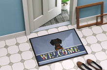 Load image into Gallery viewer, Wire Haired Dachshund Black Tan Welcome Doormat - 18x27 Decorative Floor Mat – Indoor/Outdoor Rug with Artistic Flair BB5708MAT