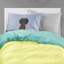 Load image into Gallery viewer, Wire Haired Dachshund Black Tan Welcome Fabric Standard Pillowcase – Artistic Decorative Front, White Back BB5708PILLOWCASE