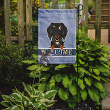 Load image into Gallery viewer, Wire Haired Dachshund Dapple Welcome Garden Flag - Outdoor Decorative Yard Flag BB5709GF