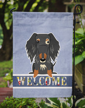 Load image into Gallery viewer, Wire Haired Dachshund Dapple Welcome Garden Flag - Outdoor Decorative Yard Flag BB5709GF