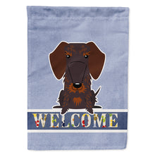 Load image into Gallery viewer, Wire Haired Dachshund Chocolate Welcome Flag Canvas House Size BB5710CHF