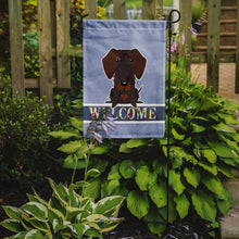 Load image into Gallery viewer, Wire Haired Dachshund Chocolate Welcome Garden Flag - Outdoor Decorative Yard Flag BB5710GF