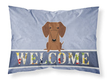 Load image into Gallery viewer, Dachshund Red Brown Welcome Fabric Standard Pillowcase – Artistic Decorative Front, White Back BB5711PILLOWCASE