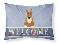 Load image into Gallery viewer, Bull Terrier Red Welcome Fabric Standard Pillowcase – Artistic Decorative Front, White Back BB5715PILLOWCASE