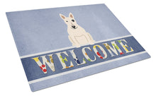 Load image into Gallery viewer, Bull Terrier White Welcome Glass Cutting Boards – Durable, Decorative Kitchen Art Large BB5719LCB