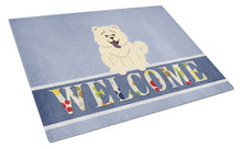 Load image into Gallery viewer, Chow Chow White Welcome Glass Cutting Boards – Durable, Decorative Kitchen Art Large BB5721LCB