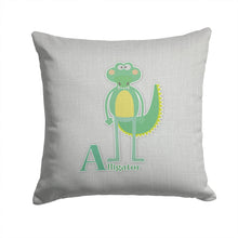 Load image into Gallery viewer, Alphabet A for Alligator Throw Pillow - 14x14 Decorative Pillow – Art for Your Home &amp; Patio BB5726PW1414