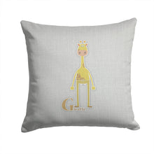 Load image into Gallery viewer, Alphabet G for Giraffe Throw Pillow - 14x14 Decorative Pillow – Art for Your Home &amp; Patio BB5732PW1414