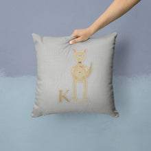 Load image into Gallery viewer, Alphabet K for Kangaroo Throw Pillow - 14x14 Decorative Pillow – Art for Your Home &amp; Patio BB5736PW1414