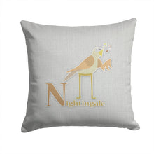 Load image into Gallery viewer, Alphabet N for Nightingale Throw Pillow - 14x14 Decorative Pillow – Art for Your Home &amp; Patio BB5739PW1414
