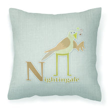 Load image into Gallery viewer, Alphabet N for Nightingale Fabric Decorative Pillow BB5739PW1818