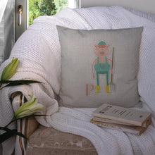 Load image into Gallery viewer, Alphabet P for Pig Throw Pillow - 14x14 Decorative Pillow – Art for Your Home &amp; Patio BB5741PW1414
