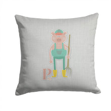 Load image into Gallery viewer, Alphabet P for Pig Throw Pillow - 14x14 Decorative Pillow – Art for Your Home &amp; Patio BB5741PW1414