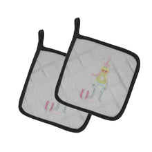 Load image into Gallery viewer, Alphabet U for Unicorn Pot Holders - Set of 2 - Heat-Resistant Kitchen Essentials BB5746PTHD