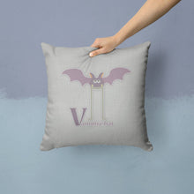 Load image into Gallery viewer, Alphabet V for Vampire Bat Throw Pillow - 14x14 Decorative Pillow – Art for Your Home &amp; Patio BB5747PW1414