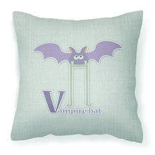 Load image into Gallery viewer, Alphabet V for Vampire Bat Fabric Decorative Pillow BB5747PW1818