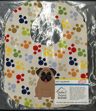 Load image into Gallery viewer, Pawprints Pug Brown Baby Bib BB5834BIB