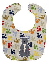 Load image into Gallery viewer, Pawprints Staffordshire Bull Terrier Blue Baby Bib BB5875BIB