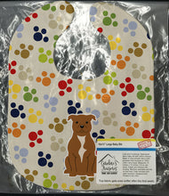 Load image into Gallery viewer, Pawprints Staffordshire Bull Terrier Brown Baby Bib BB5876BIB