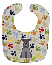 Load image into Gallery viewer, Pawprints Miniature Schanuzer Black Silver Baby Bib BB5881BIB