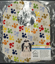 Load image into Gallery viewer, Pawprints Shih Tzu Black White Baby Bib BB5917BIB