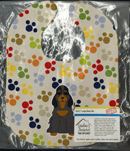 Load image into Gallery viewer, Pawprints Cocker Spaniel Black Tan Baby Bib BB5922BIB