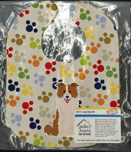 Load image into Gallery viewer, Pawprints Border Collie Red White Baby Bib BB5948BIB