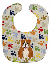 Load image into Gallery viewer, Pawprints English Bulldog Red White Baby Bib BB5949BIB