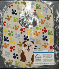 Load image into Gallery viewer, Pawprints English Bulldog Brindle White Baby Bib BB5950BIB