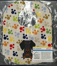 Load image into Gallery viewer, Pawprints Wire Haired Dachshund Black Tan Baby Bib BB5956BIB
