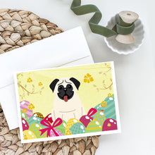 Load image into Gallery viewer, Easter Eggs Pug Cream Greeting Cards -  Blank Note Cards – 8-Pack of Artist-Designed Cards with Envelopes
