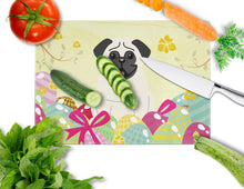 Load image into Gallery viewer, Easter Eggs Pug Cream Glass Cutting Boards – Durable, Decorative Kitchen Art Large BB6004LCB