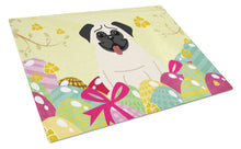 Load image into Gallery viewer, Easter Eggs Pug Cream Glass Cutting Boards – Durable, Decorative Kitchen Art Large BB6004LCB