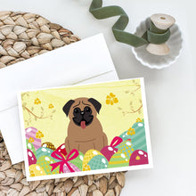 Load image into Gallery viewer, Easter Eggs Pug Brown Greeting Cards -  Blank Note Cards – 8-Pack of Artist-Designed Cards with Envelopes