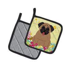 Load image into Gallery viewer, Easter Eggs Pug Brown Pot Holders - Set of 2 - Heat-Resistant Kitchen Essentials BB6005PTHD