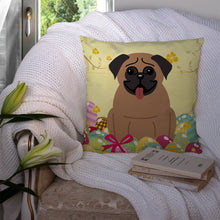 Load image into Gallery viewer, Easter Eggs Pug Brown Throw Pillow - 14x14 Decorative Pillow – Art for Your Home &amp; Patio BB6005PW1414