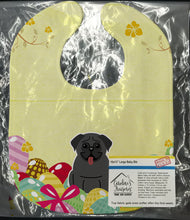 Load image into Gallery viewer, Easter Eggs Pug Black Baby Bib BB6006BIB