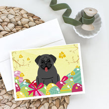 Load image into Gallery viewer, Easter Eggs Pug Black Greeting Cards -  Blank Note Cards – 8-Pack of Artist-Designed Cards with Envelopes