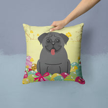 Load image into Gallery viewer, Easter Eggs Pug Black Throw Pillow - 14x14 Decorative Pillow – Art for Your Home &amp; Patio BB6006PW1414
