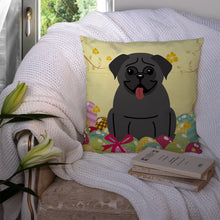 Load image into Gallery viewer, Easter Eggs Pug Black Throw Pillow - 14x14 Decorative Pillow – Art for Your Home &amp; Patio BB6006PW1414