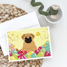 Load image into Gallery viewer, Easter Eggs Pug Brown Greeting Cards -  Blank Note Cards – 8-Pack of Artist-Designed Cards with Envelopes